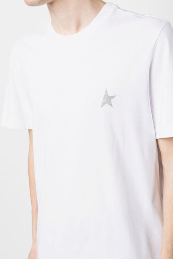 T-shirt Bianco Uomo Stampa Stella Glitter - 4