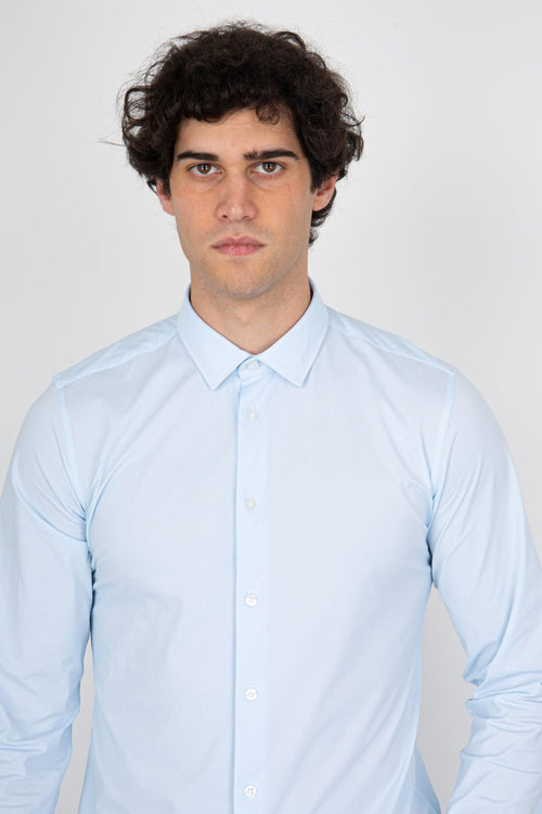 Camicia Shirt Oxford Jacquard Open Celeste Uomo - 2