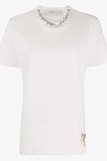 T-shirt Cotone Bianco con strass - 4