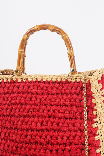 Shopping Crochet Manici Rosso/beige - 7