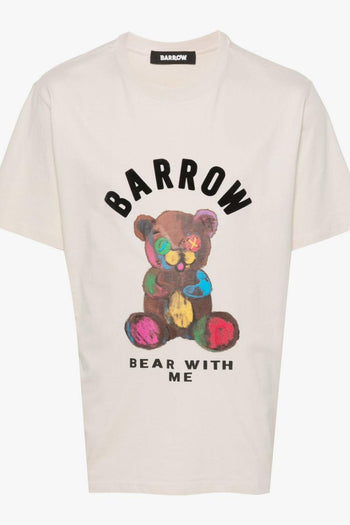 T-Shirt Morbida Cotone Beige/Multicolore con orso - 6