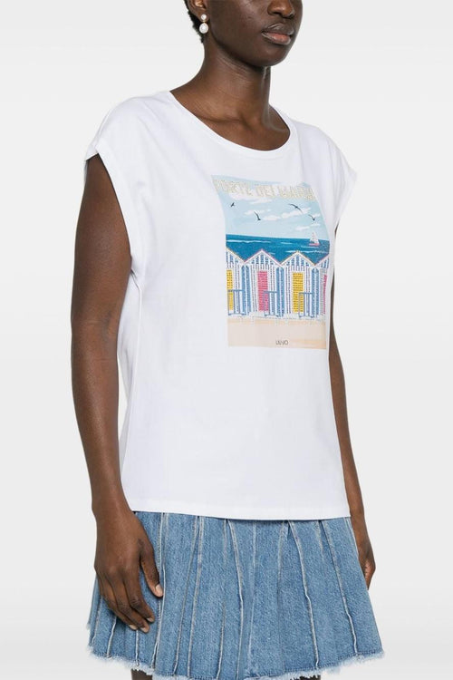 T-Shirt Cotone Elasticizzato Bianco/Multicolore - 1