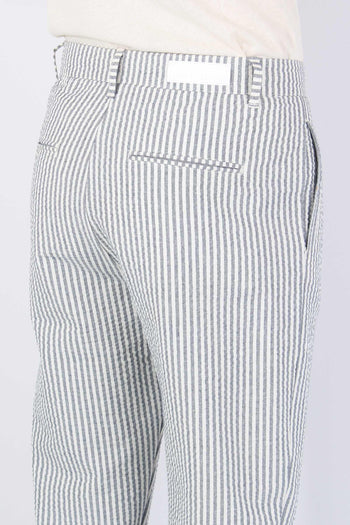 Pantalone Cotone Gessato Blu/bianco - 7