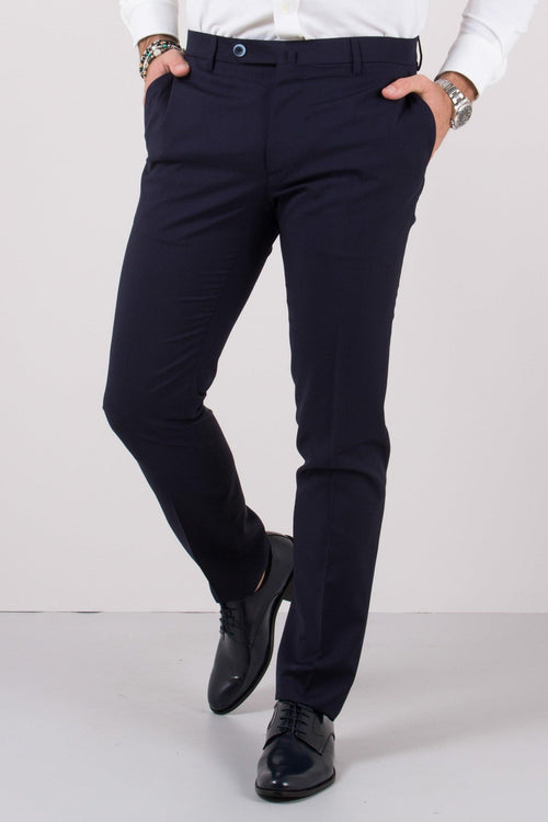Pantalone Tela Lana Natural Navy Blue - 1