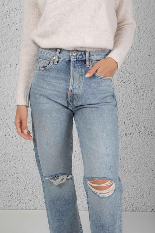 Jeans Cropped In Denim Stretch Blu Donna