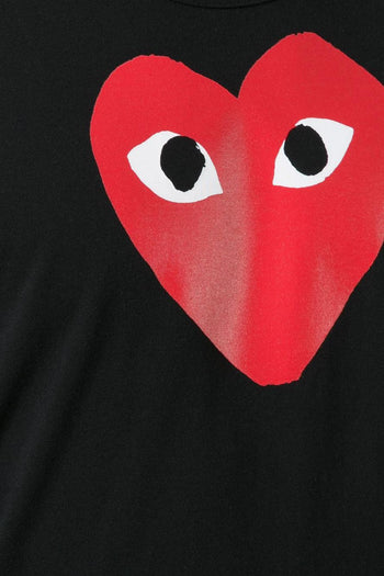 Comme Des Garçons Play T-Shirt Nero Stampa Cuore Rosso - 3
