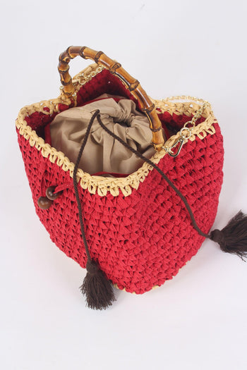 Secchiello Crochet Manico Rosso/beige - 4
