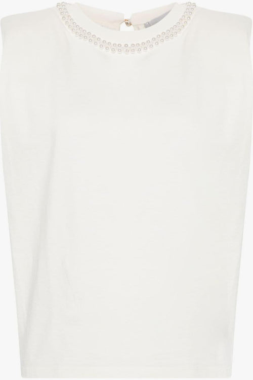 T-shirt Bianco Donna Strutturata Fili Perle