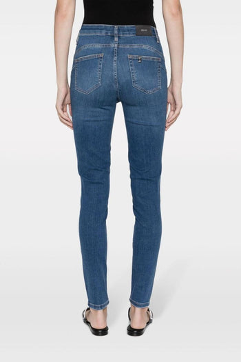 Jeans in Cotone/Poliestere Blu con Diamanti Sintetici - 4