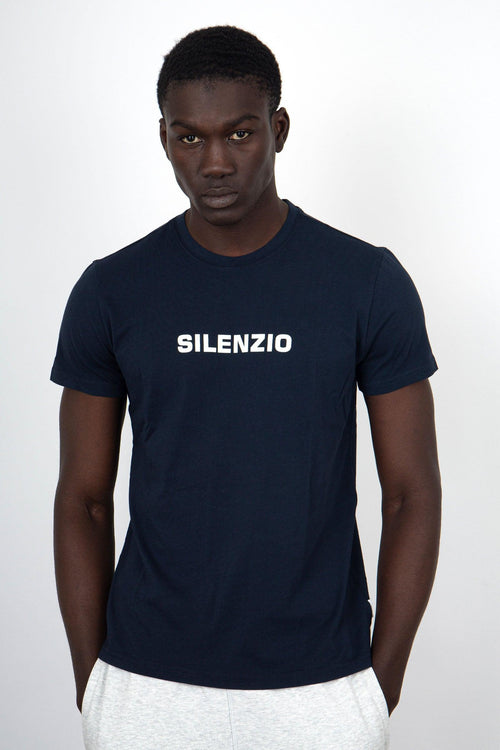 T-Shirt Silenzio Cotone Blu Navy