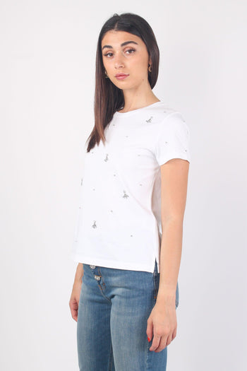 T-shirt Applicazioni Fiore Bianco - 4