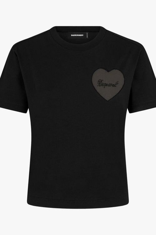 2 T-shirt Nero Donna Dettaglio Cuore Logo - 1