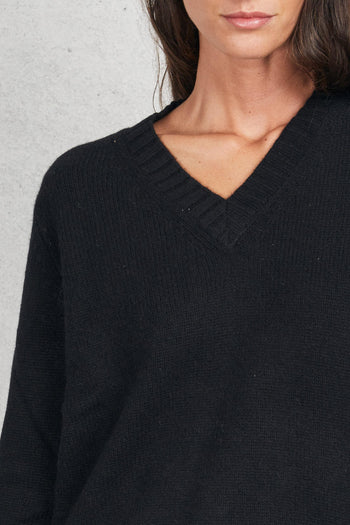 V Neck Sweater Nero Donna - 4