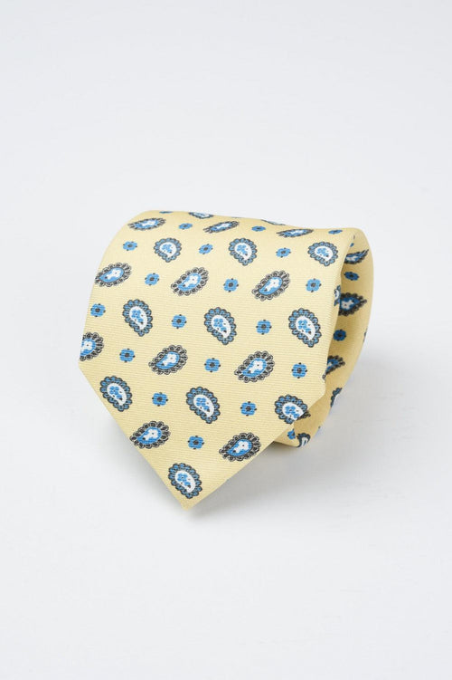 Cravatta in seta fatta a mano con stampa motivo paisley