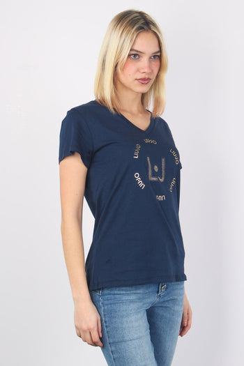 T-shirt V Logo Tondo Blue/circle - 7