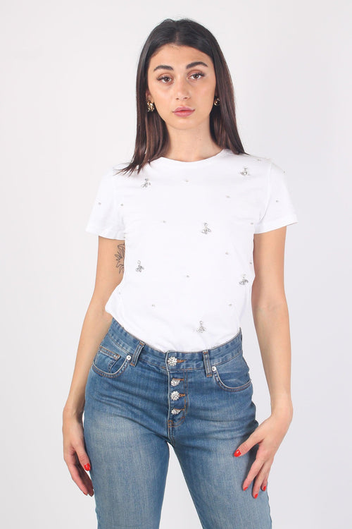 T-shirt Applicazioni Fiore Bianco - 2