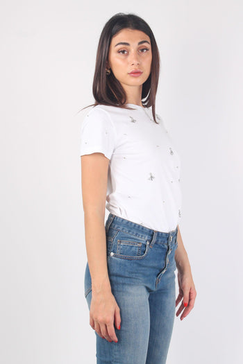 T-shirt Applicazioni Fiore Bianco - 3