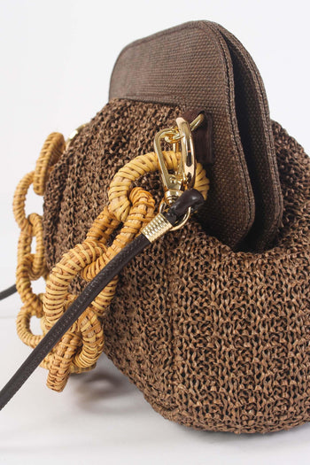 Clutch Piccola Crochet Catena Marrone - 7