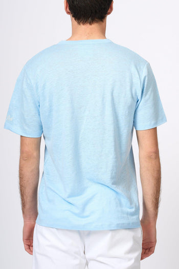 Saint Barth T-shirt Lino Azzurro Uomo - 4