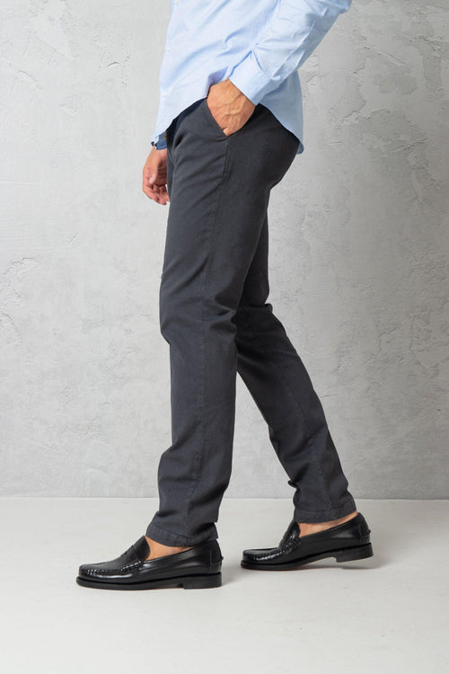Pantalone slim in cotone stretch microfantasia - 2
