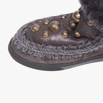 Boot Eskimo Sneaker in camoscio laminato con maxiborchie oro - 4