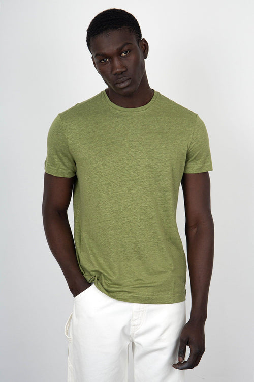 T-Shirt Girocollo Lino/Elastan Verde
