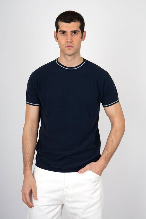 T-Shirt Maglia di Cotone Blu - 1