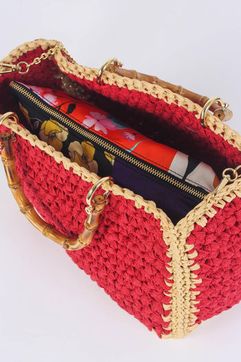 Shopping Crochet Manici Rosso/beige - 5
