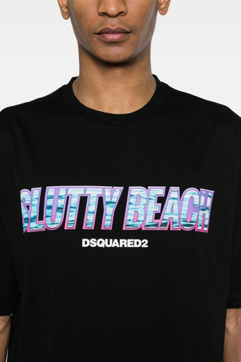2 T-shirt Nero Uomo Slutty Beach - 4