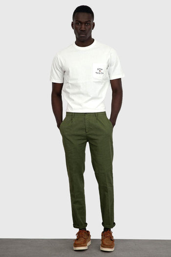 Pantalone Prince Pinces Cotone Verde Militare - 6