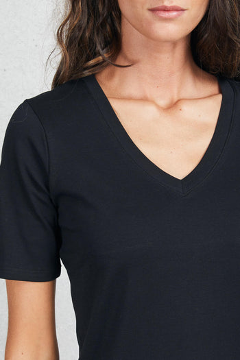 V-neck T-shirt Short Sleeves Nero Donna - 4