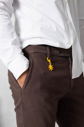 Pantalone slim in cotone stretch microfantasia - 3