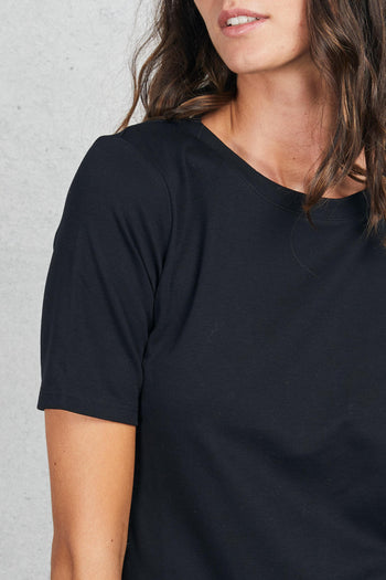 Round Collar T-shirt Sleevs Nero Donna - 5
