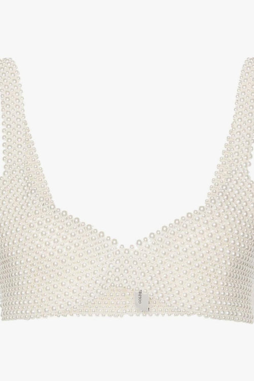 Top Bianco Donna Perle All Over