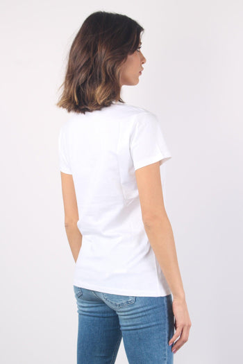 T-shirt Scollo V Logo Strass Bianco/liujo - 6