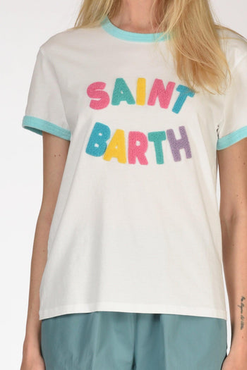 Saint Barth Tshirt Scritta Bianco/multicolor Donna - 3