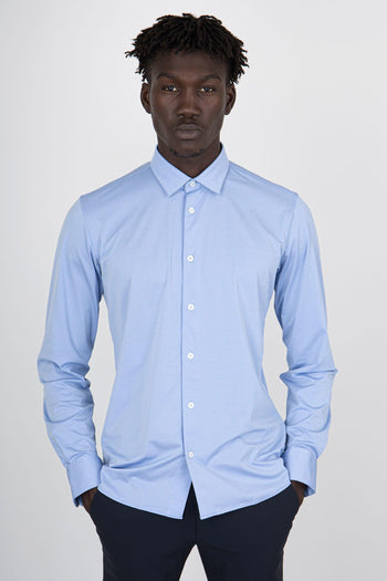Camicia Shirt Oxford Jacquard Open Azzurro Uomo - 4