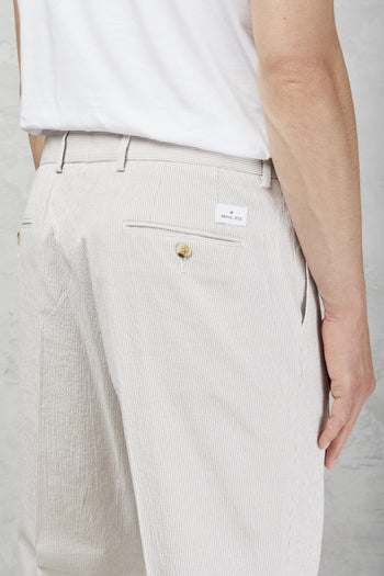 Pantalone seersucker gessato misto cotone - 5
