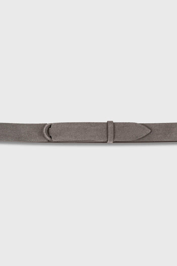 Cintura Nobuckle Suede In Camoscio E Tessuto Antracite Uomo - 3