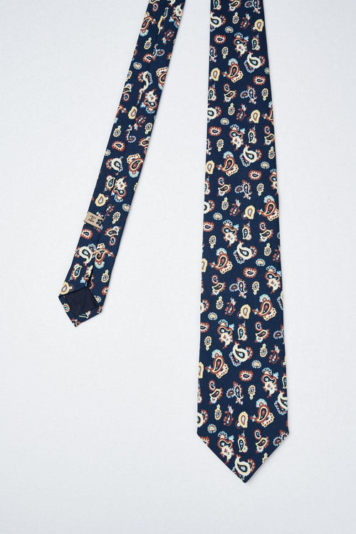 Cravatta in seta fatta a mano con stampa motivo paisley - 2