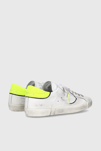 Sneakers PRSX Veau Broderie Pelle Bianco/Giallo Fluo - 3