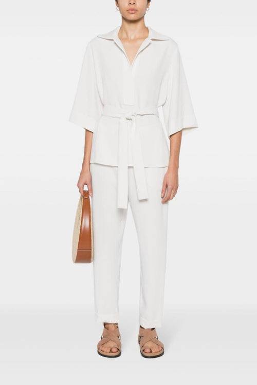 Blusa Bianco Donna con colletto ampio - 1