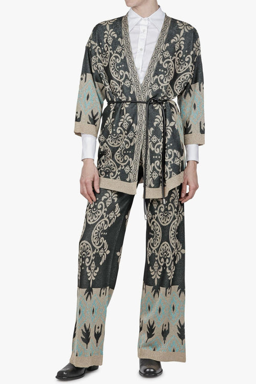 - Kimono in maglia - 430313 - Verde/Oro - 1