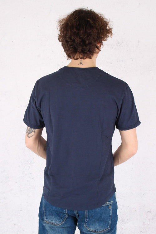T-shirt Cotone Fiammato Navy Blue - 2