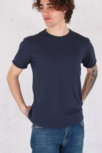 T-shirt Cotone Fiammato Navy Blue - 4