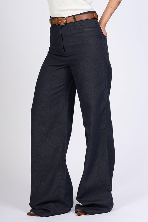 Pantalone Cobalto Denim Blu Scuro Donna - 1