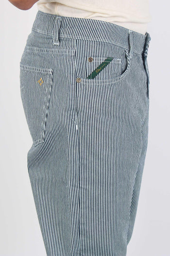 Pantalone Cropped Righe Blu/grigio - 7