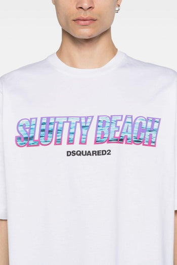 2 T-shirt Bianco Uomo Slutty Beach - 4