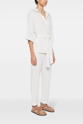 Blusa Bianco Donna con colletto ampio - 3