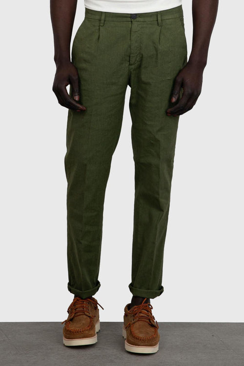 Pantalone Prince Pinces Cotone Verde Militare - 2
